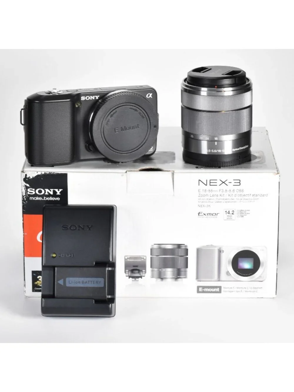 Sony NEX-3 Mirror-Less Digital Camera 14.2MP 18-55mm Lens HD Video 7,334 Clicks